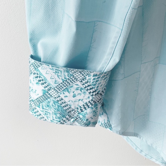 Robert Graham Long Sleeve Button Down Blue Dress Shirt Size L - Picture 10 of 12